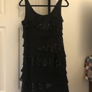 Black dress with sparkle.